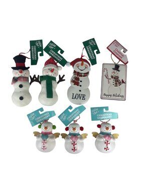 Holiday Style Set Of 7 Snowman Christmas Ornaments Assorted New